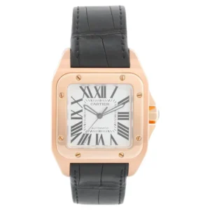 Beyond Super Clone Santos 18K Rose Gold Leather 29 mm Watch
