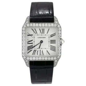 Beyond Superclone Santos 18K White Gold Leather 29 mm Watch
