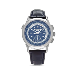 Beyond Super Clones World Time 18K White Gold Leather 39mm Watch