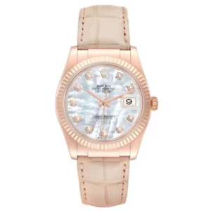 Beyond Superclones Datejust Rose Gold Diamond 36 mm Leather