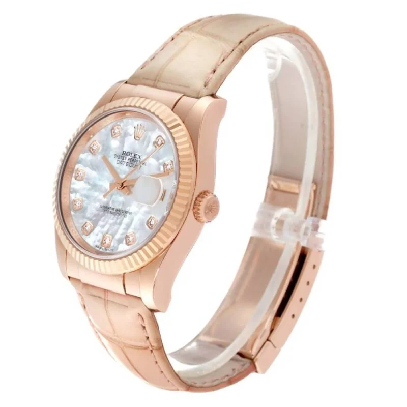 Beyond Superclones Datejust Rose Gold Diamond 36 mm Leather - Image 2