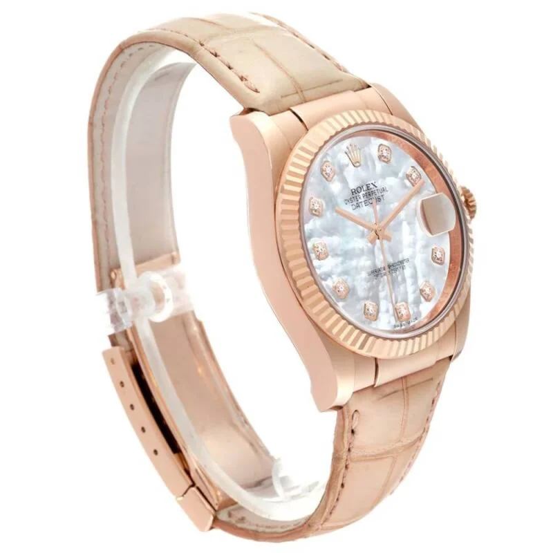 Beyond Superclones Datejust Rose Gold Diamond 36 mm Leather - Image 3