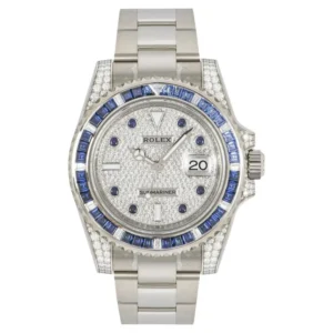 Beyond Superclones Submariner 18K White Gold Blue Sapphire Bezel 40 mm