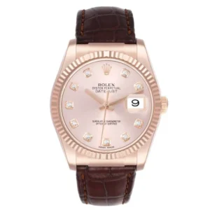 Beyond Superclones Date Just Rose Gold Leather Watch