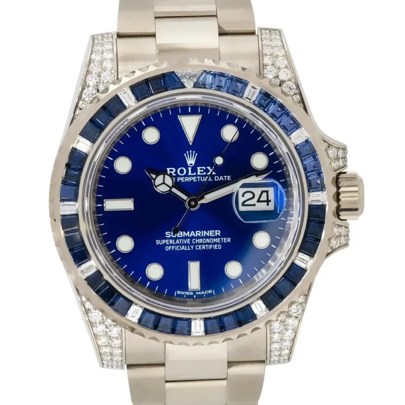 Beyond Super Clone Submariner 18K White Gold Diamond Sapphire 40 mm - Image 3