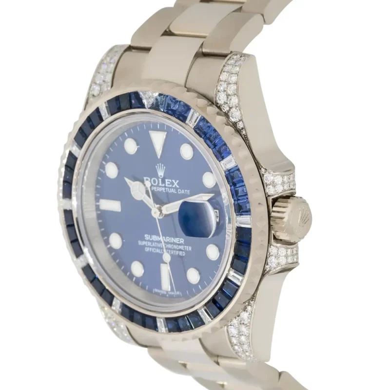 Beyond Super Clone Submariner 18K White Gold Diamond Sapphire 40 mm - Image 4